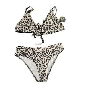 Blooming Jelly Black & White Cheetah Bikini bathing suit w/ Adjustable Straps SM